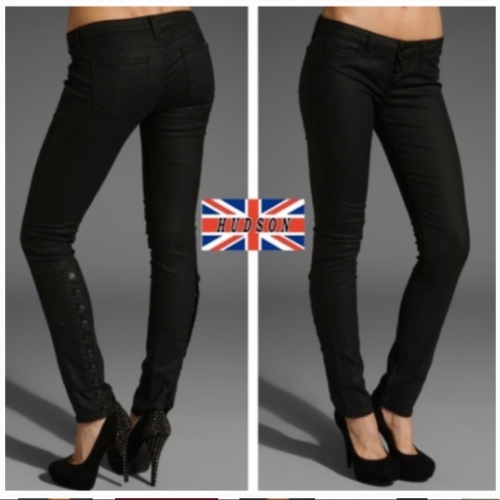 Nwt Hudson "Fonda" Skinny Jeans In Coated Black Easy Rider Wash, Size 26